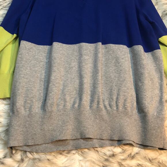 JcPenney JCP Blue, Gray, and Yellow Colorblock Knit Pullover Sweater 1X - Picture 5 of 14